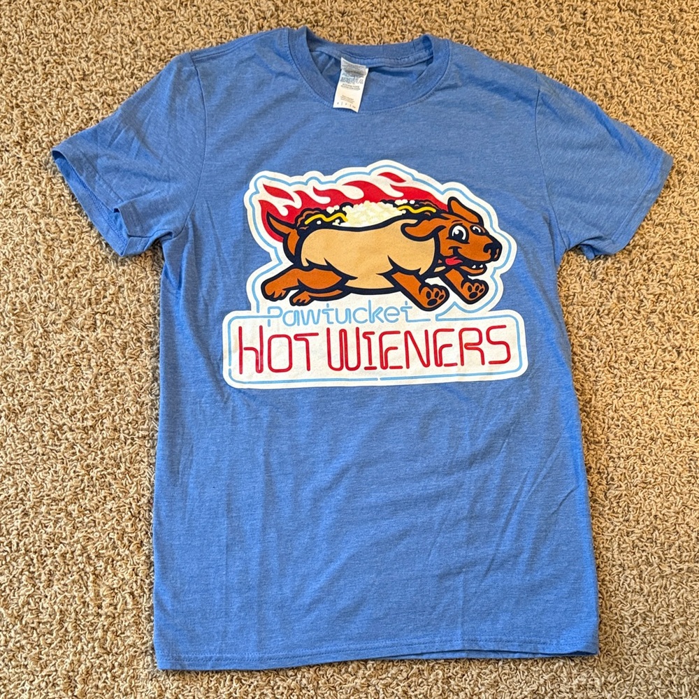 Men’s Small Blue Pawtucket Hot Wieners Tee (Pawtucket Red Sox alt identity)